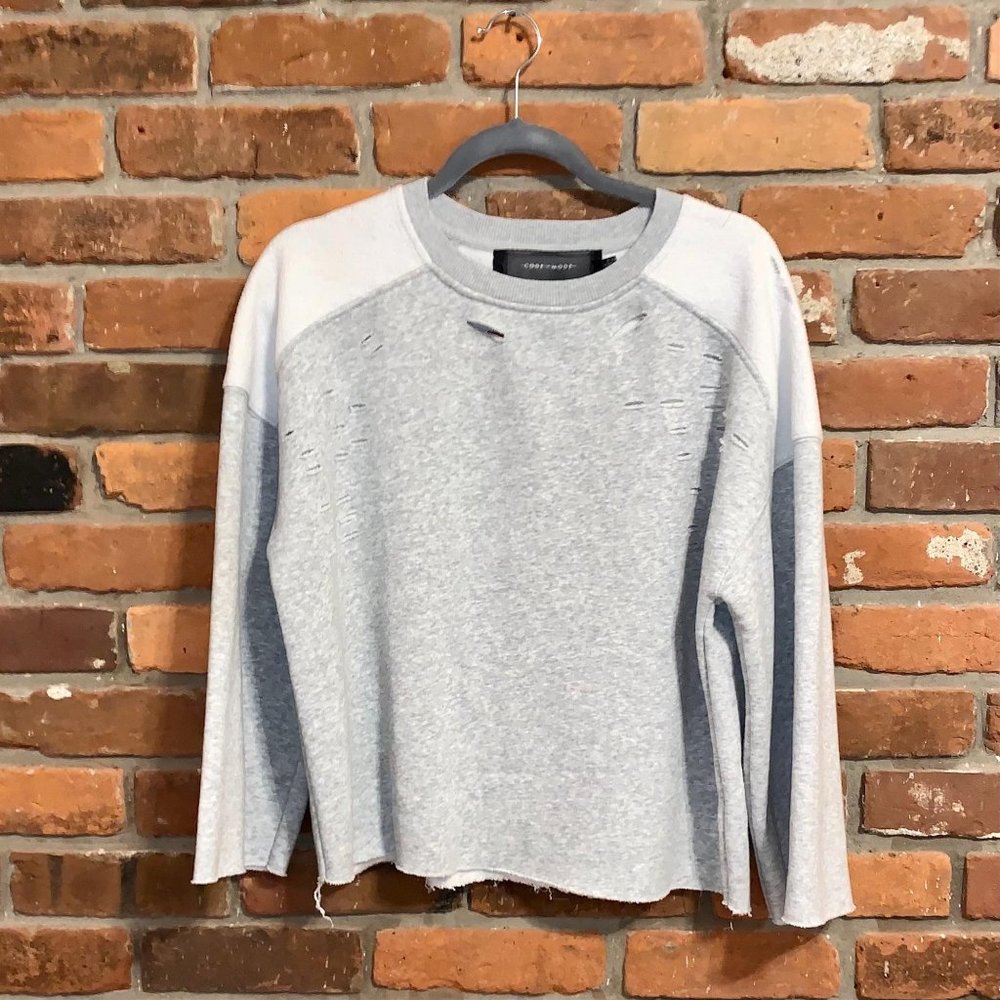 Code Mode Gray Distressed Oversized Sweatshirt L - image 1